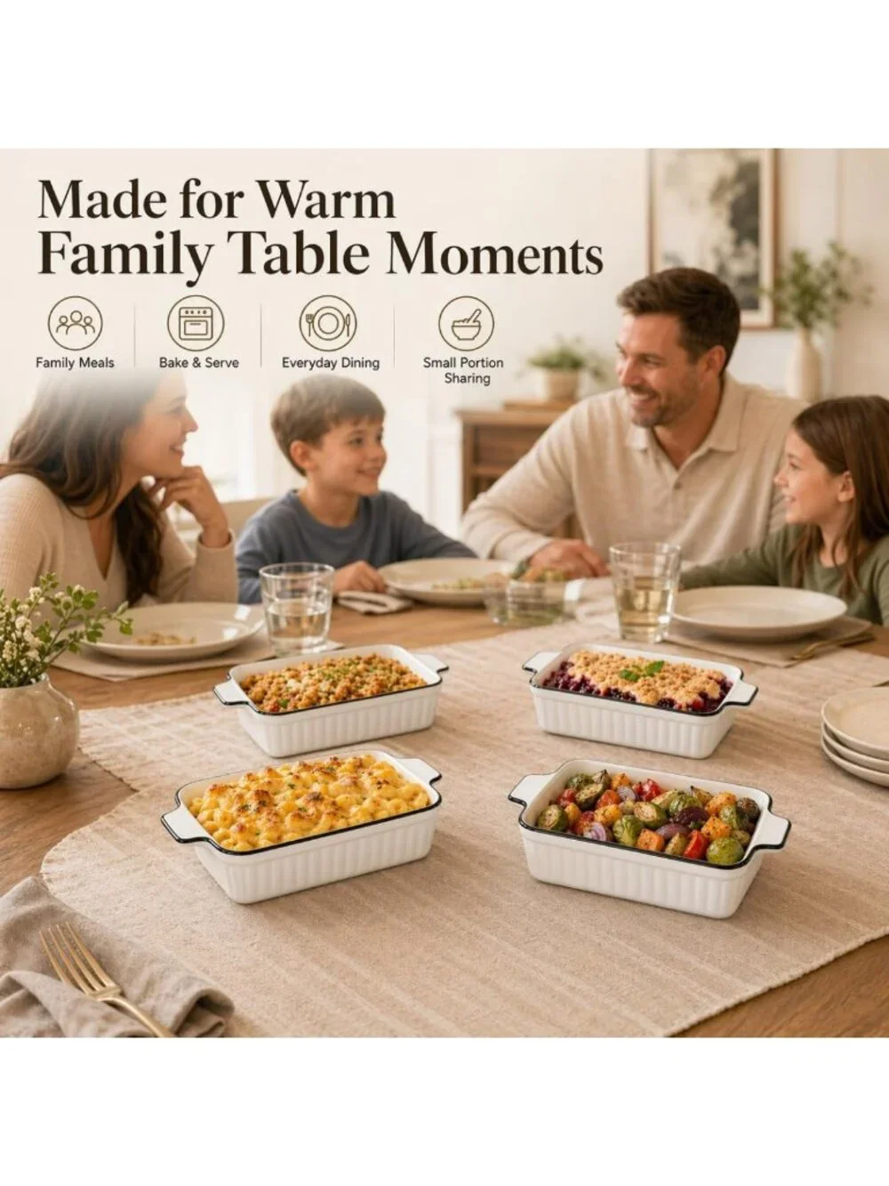6 Pcs Small Ceramic Baking Dishes Set, 12 Oz Casserole & Lasagna Pans, Oven Safe